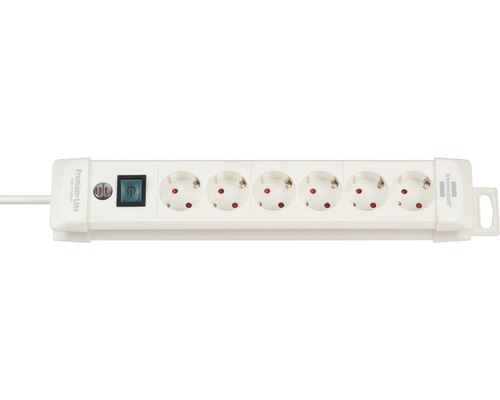 Brennenstuhl 6-voudige stekkerdoos met schakelaar, wit, 3,0 m