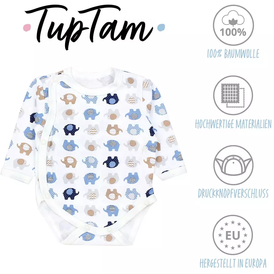 TupTam Baby Langarm Wickelbody 5er Pack blau Modell 1
