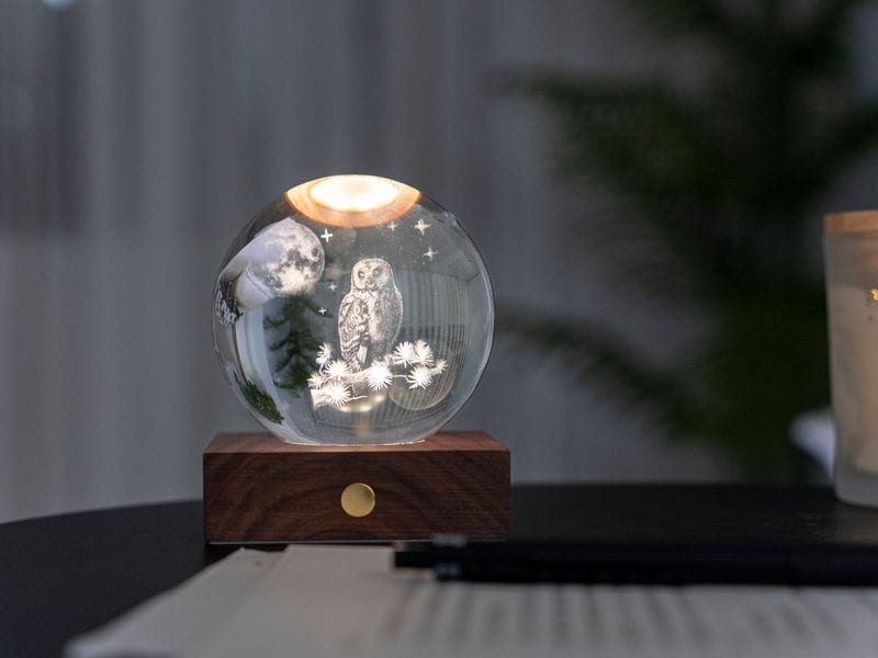 Gingko LED Stimmungslicht Amber Eule Braun/Transparent LED Beleuchtung