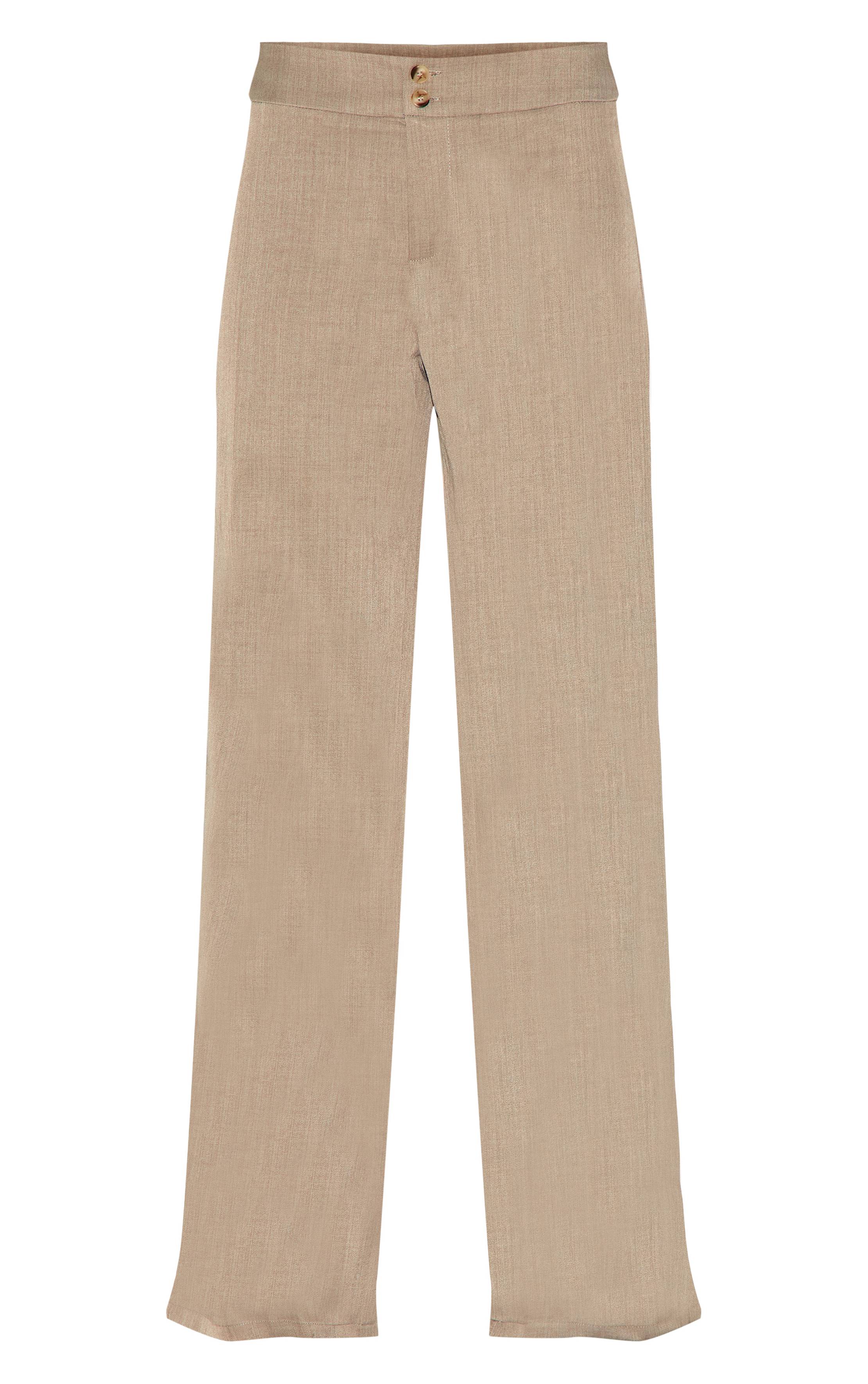 Mocha Brown Pantalon Large Tissé Ajusté Premium