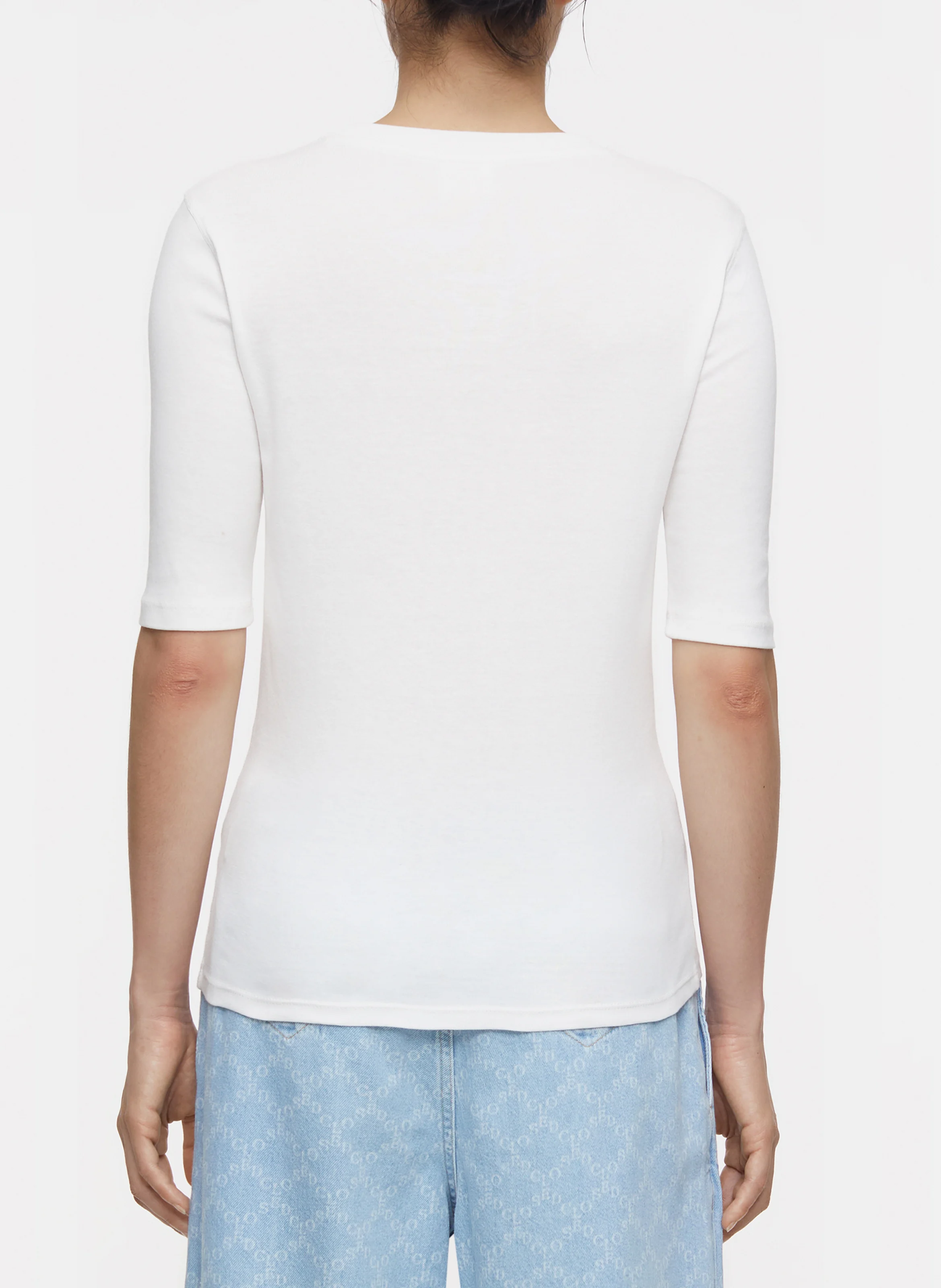 Tee-shirt col rond en coton mélangé | Beige