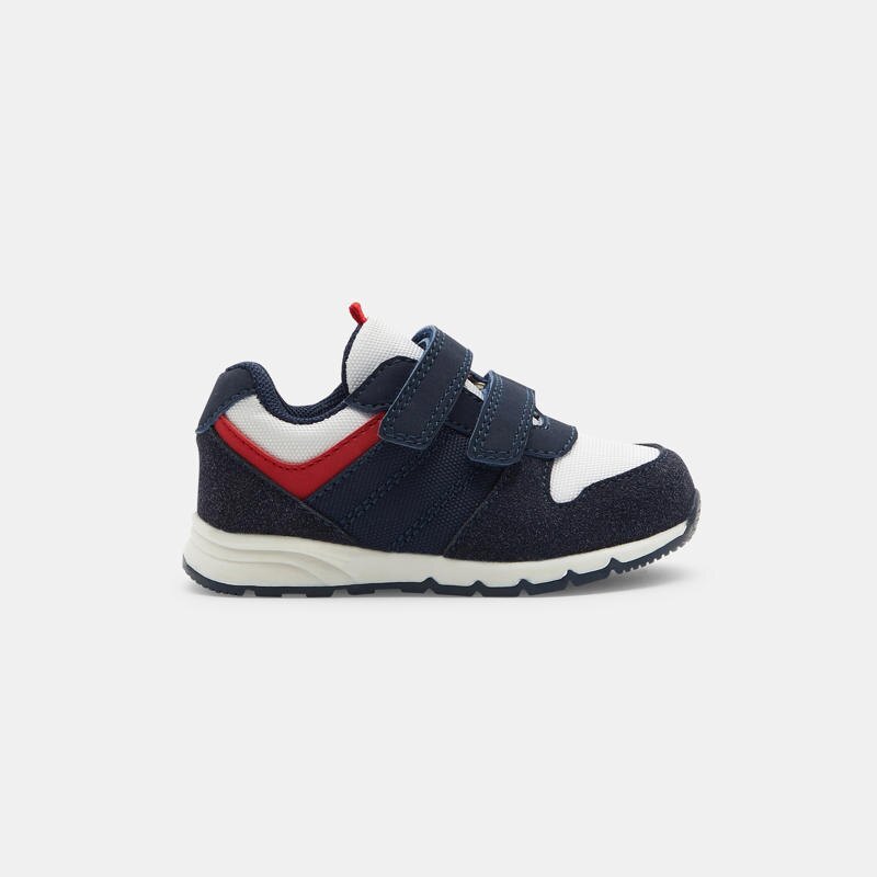 Baskets running multi-matières à scratchs bleues bébé garçon Bleu