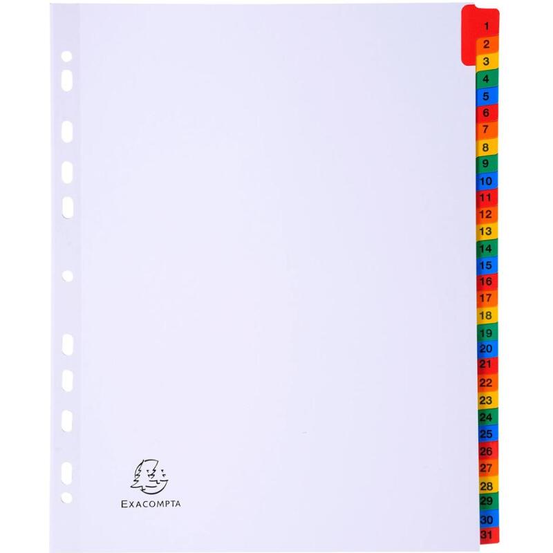 Intercalaires Imprimés numériques carte blanche 160g- 31 positions - A4 Maxi - Blanc