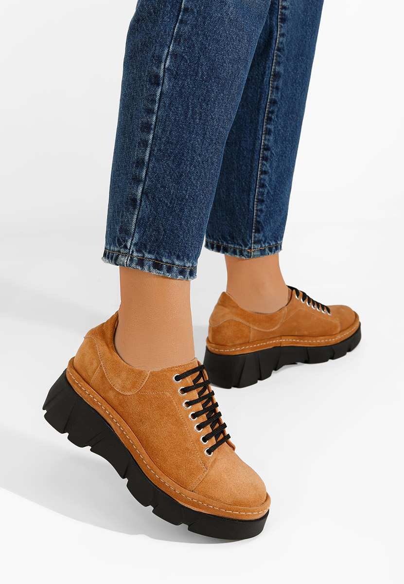 Chaussures casual femme en cuir chameau Keresa