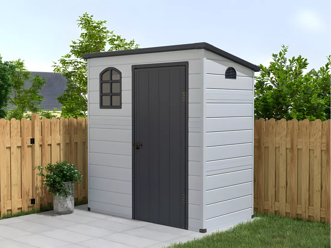 Abri de jardin en résine gris anthracite 2,09 m² NERIO