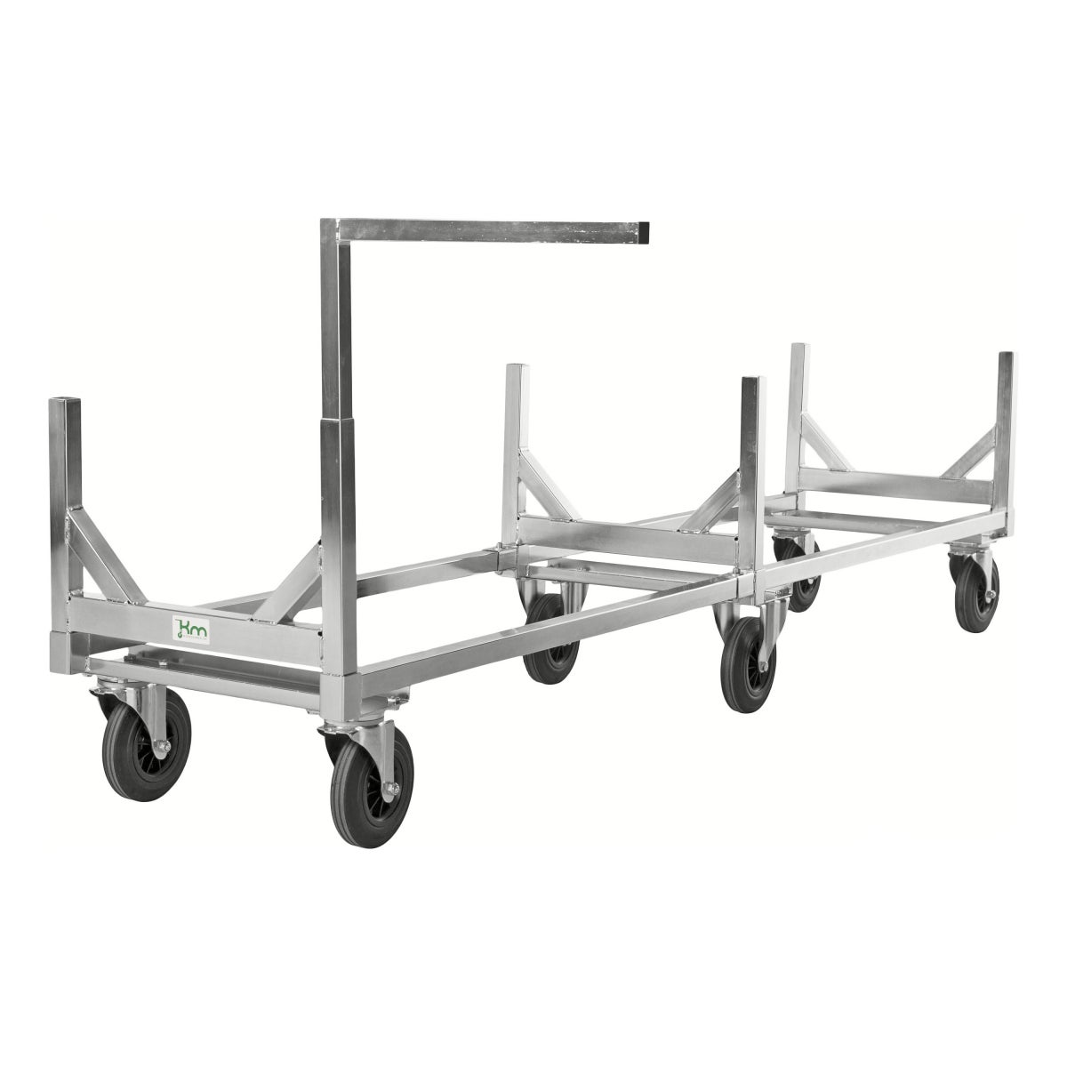 Kongamek lange goederenwagen 2800x608x700mm met 800kg laadvermogen en rubberen banden met remmen
