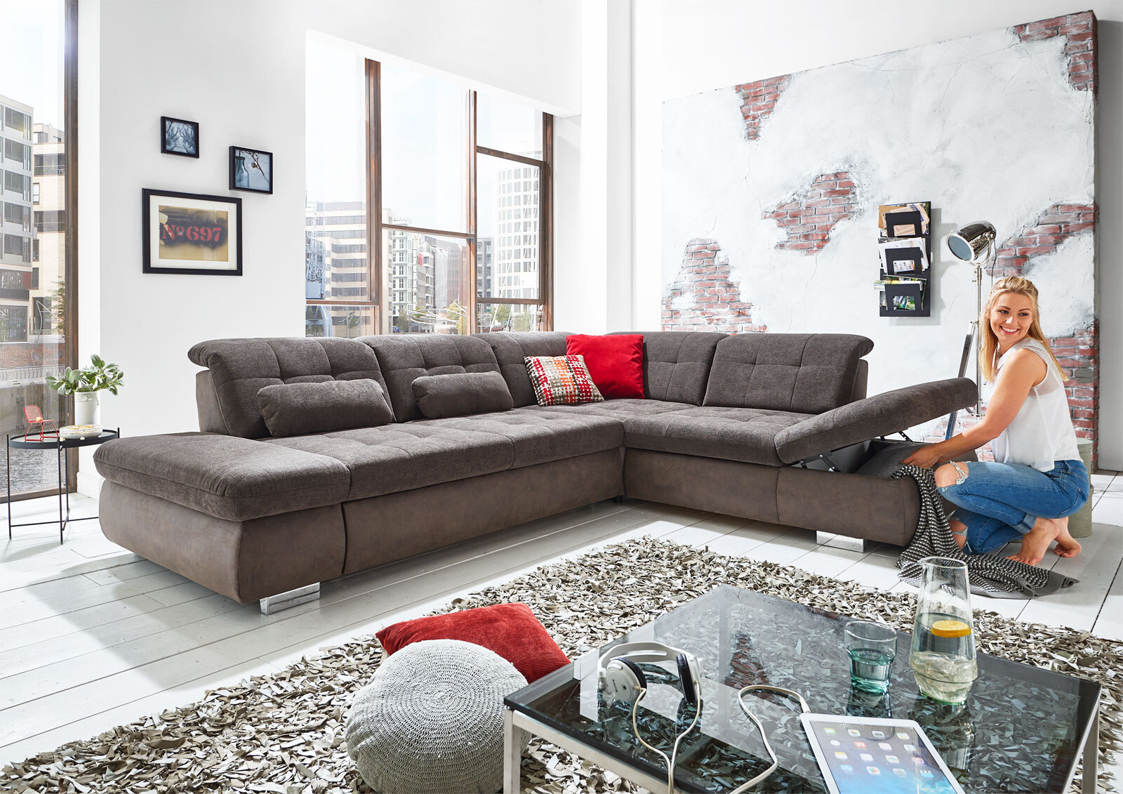 Polsterecke Lance Grau 323x260 cm