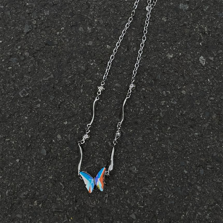 Lilafey - Vlinder-strass-legering choker