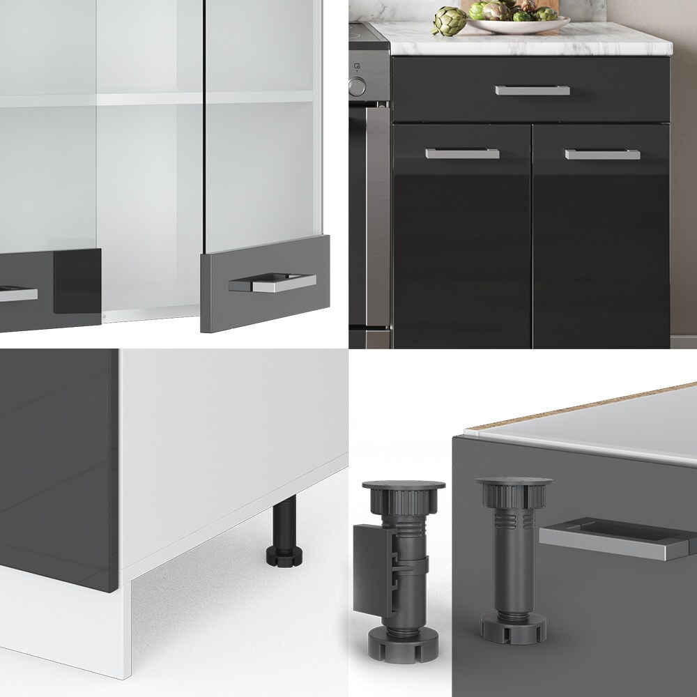 Vicco KÜCHE R-LINE 200CM KÜCHENZEILE KÜCHENBLOCK EINBAU Anthrazit Hochglanz