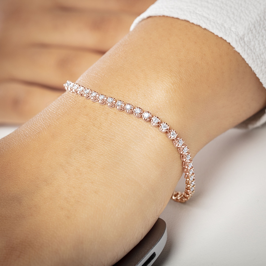 2.02 Karat Diamanten Tennisarmband 750/18 K Roségold