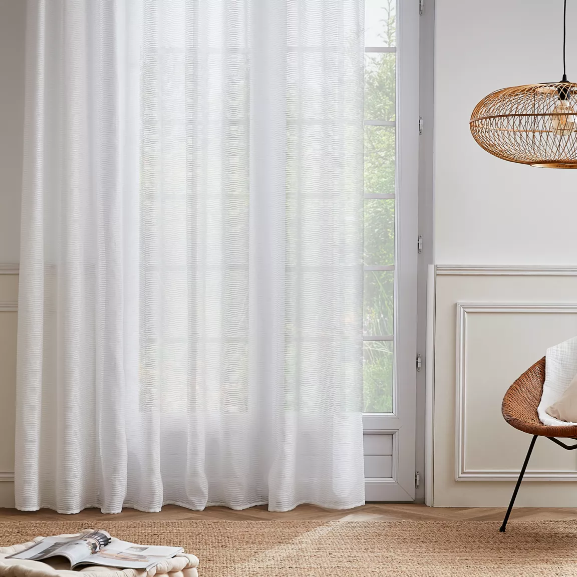 Voilage galon fronceur (280 x 240 cm) Maël Blanc