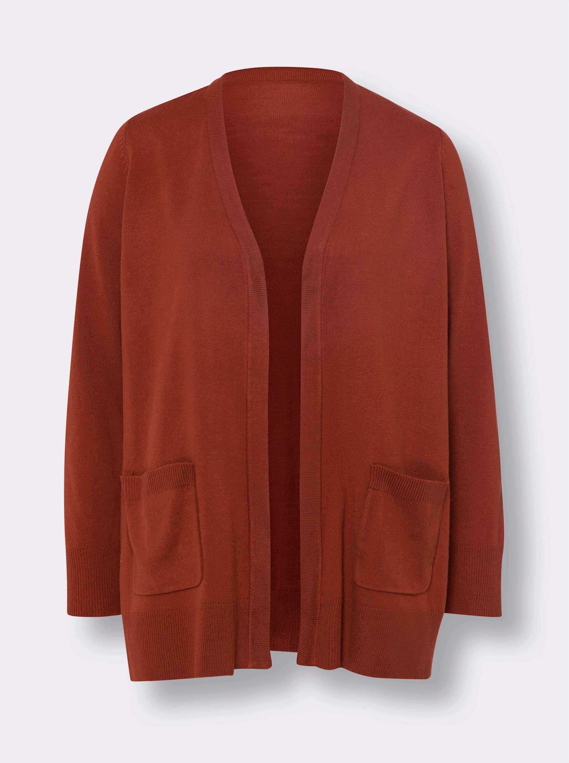 Longstrickjacke in offener Form