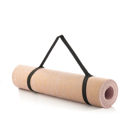 Tapete de ioga, tapete de ginástica, juta, rosa, 10 x 10 x 61 cm