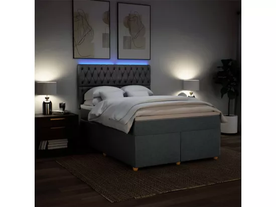 Sommier à lattes de lit avec matelas Gris foncé 140x190cm Tissu