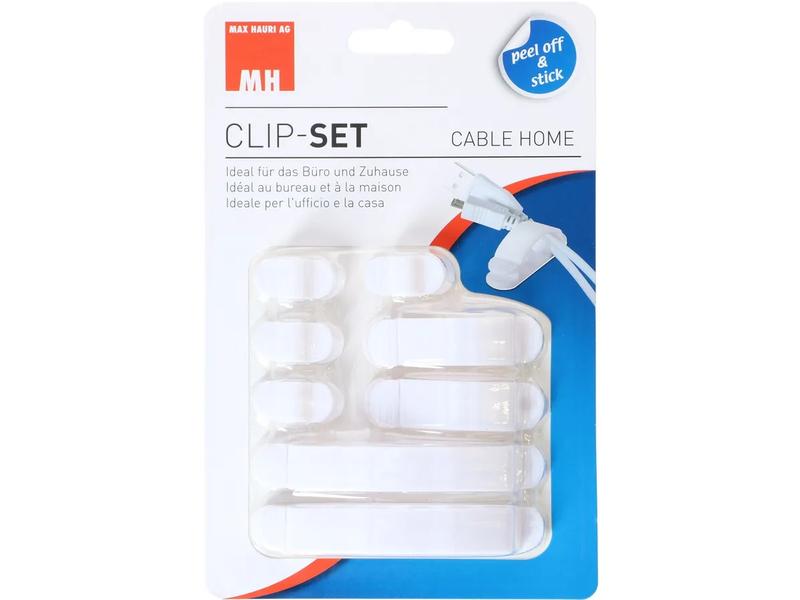 Max Hauri Kabel-Clip 8 Stück, Weiss Kabel Clips in diversen Grössen
