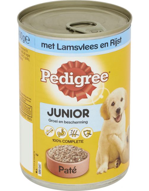 Pedigree Blik Junior - Hondenvoer - Gevogelte Lam Rijst 400 g