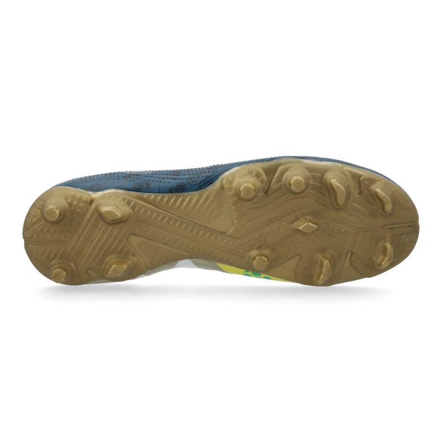 PUMA Future 7 Match FG/AG NJR BNA - Sailing Blue/Marine Blue/Jaune/Grassy Green/Doré Enfant ÉDITION LIMITÉE