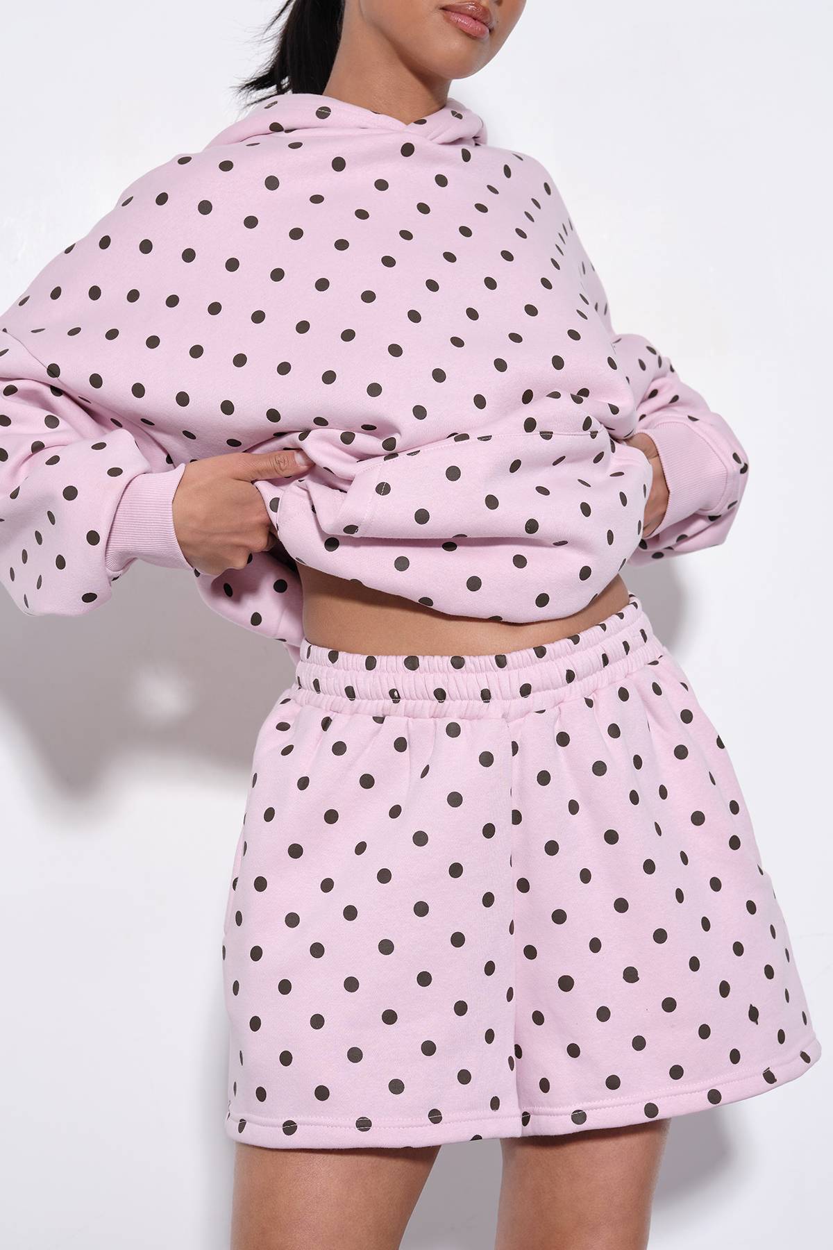 boohoo Short En Molleton Taille Haute À Pois