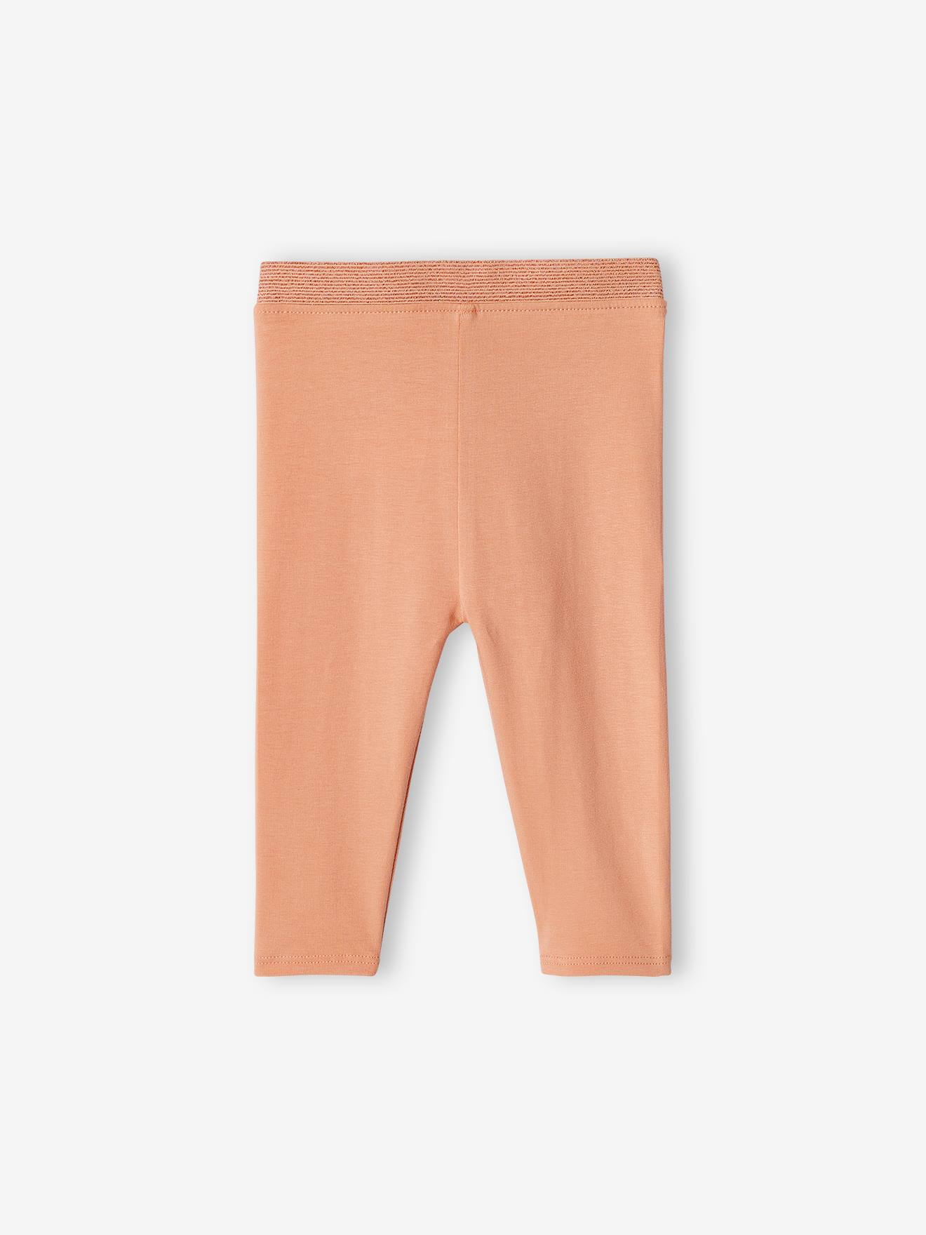 Calça legging infantil para menina com cós brilhante, lisa, azul escuro.