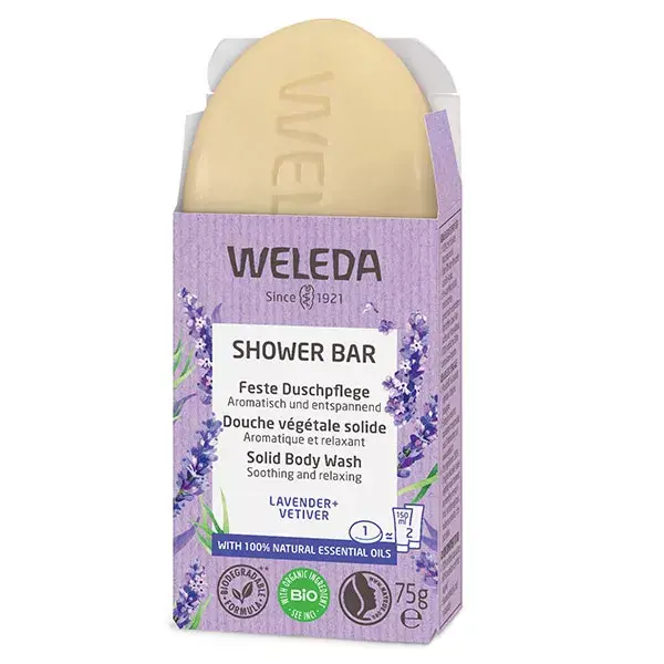 Sabonete líquido Weleda Shower Bar, à base de plantas, lavanda e vetiver orgânico, 75g
