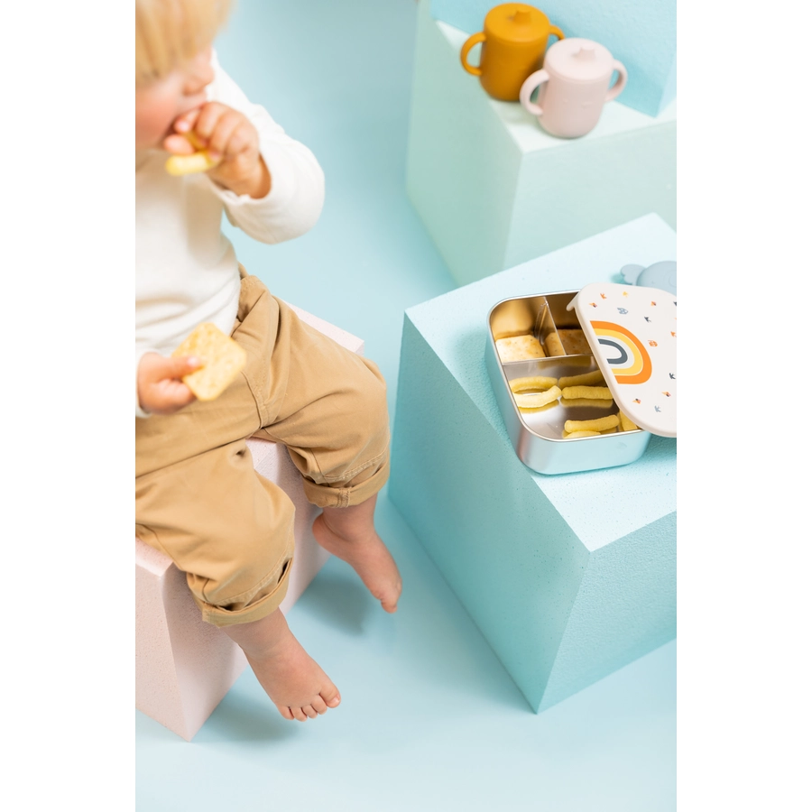 the cotton cloud Lunchbox Rainbow Stainless aus Edelstahl rosa