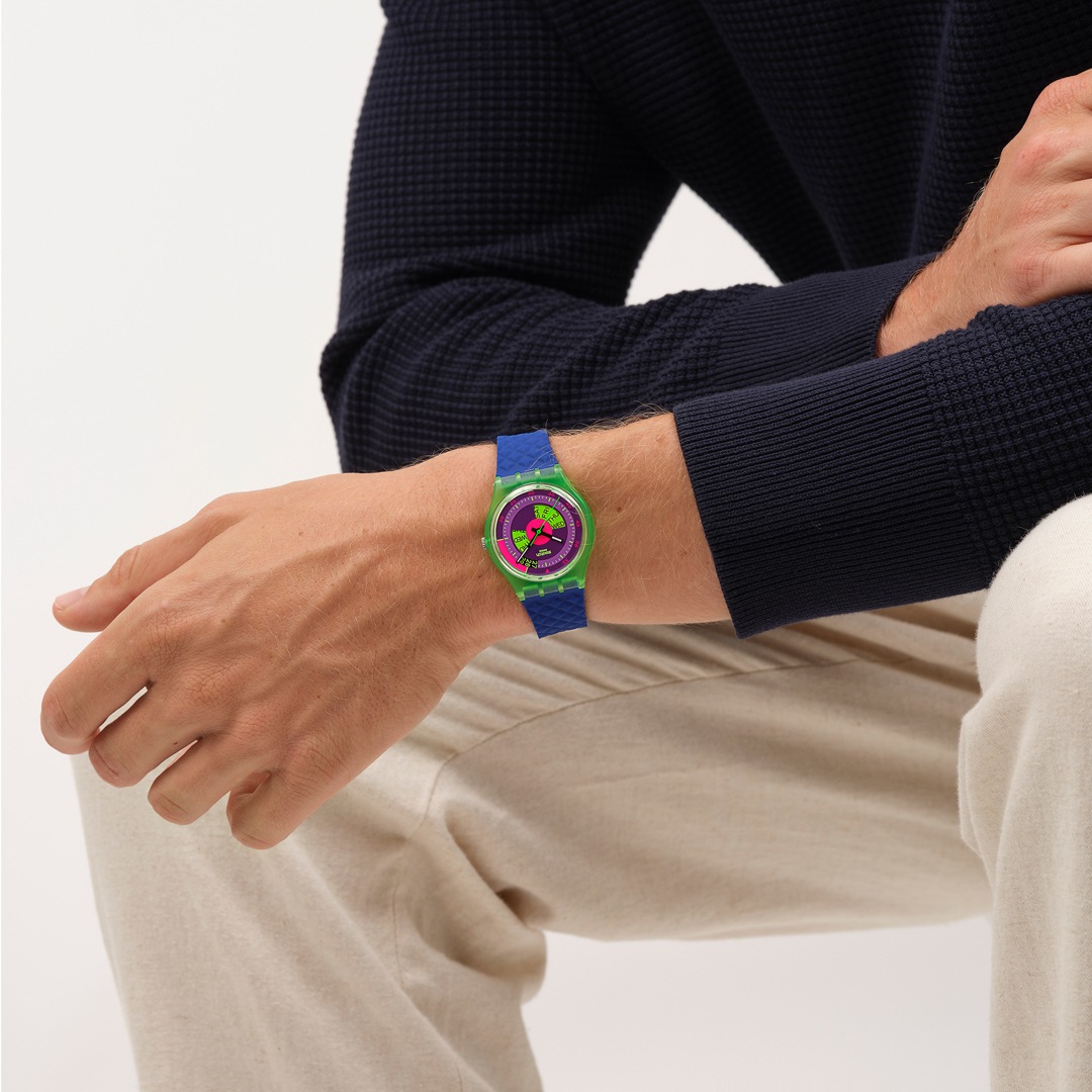 Swatch Original 34 Biosourced Neon Skychart