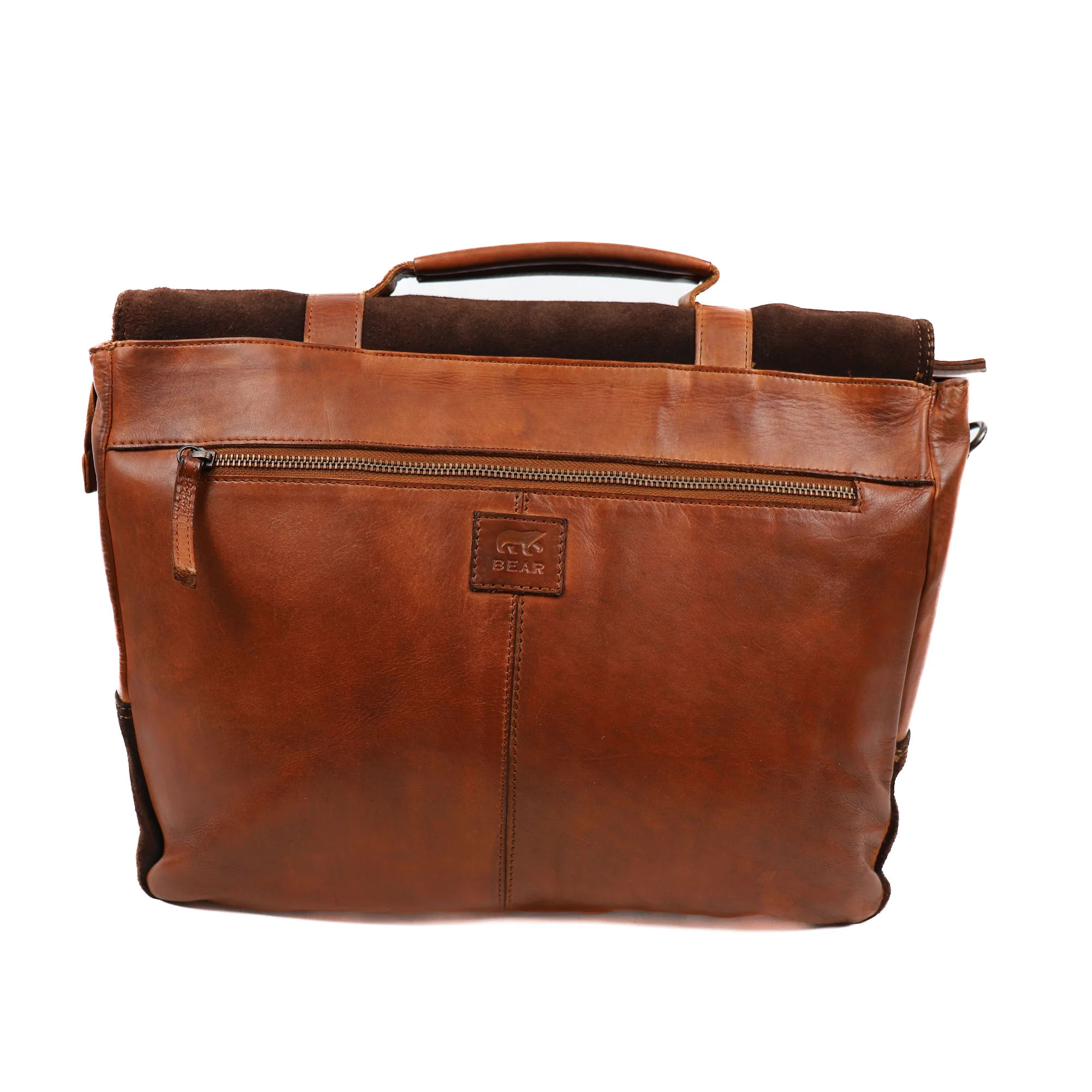 Bear Design Cow Lavato Aktetas 15,6 inch Dijn Cognac CL43746