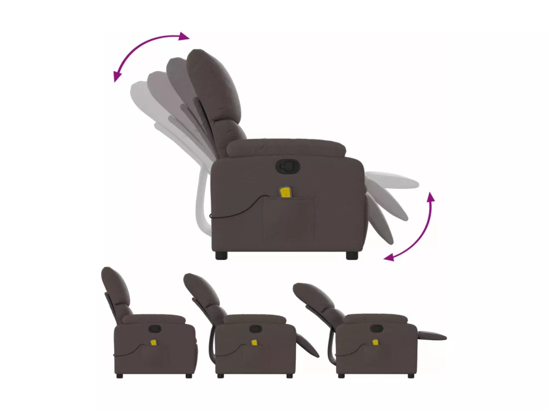 Fauteuil massant inclinable Marron foncé Tissu