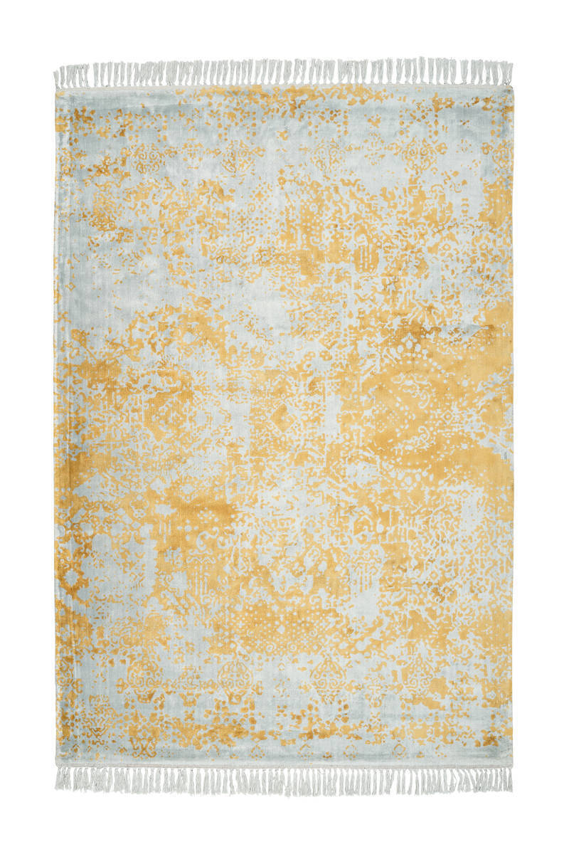 Kurzflorteppich DOLCE VITA 300 - grau-gold - handgewebt - 80x150 cm