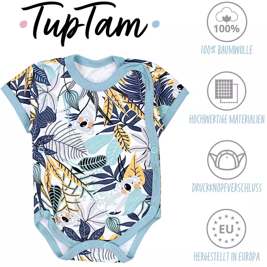 TupTam Baby Jungen Kurzarm Wickelbody 5er Set grünorange
