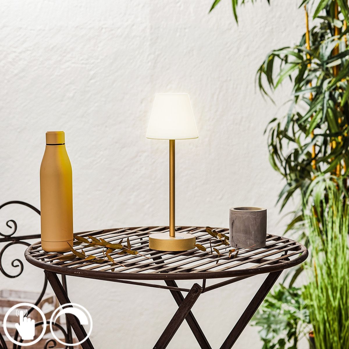 Tafellamp messing incl. LED oplaadbaar met touch dimmer - Renata