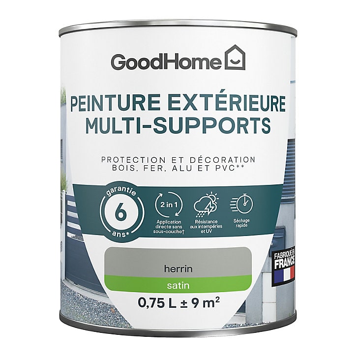 Peinture extérieure multi-supports GoodHome Herrin gris 0,75L