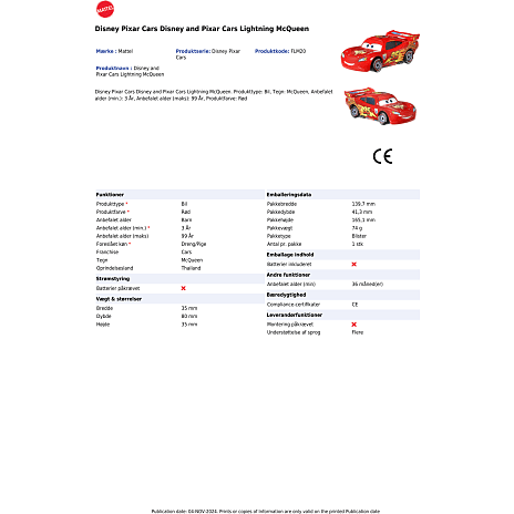 Disney Pixar Cars 3, 1 stk. legetøjsbil