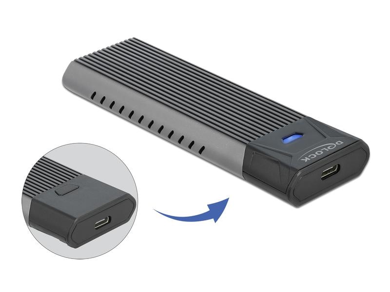 Delock Externes Gehäuse M.2 SATA&NVME zu USB.3.2 M.2 Externes USB Type-C Combo Gehäuse für M.2 NVMe PCIe oder SATA SSD – werkzeugfrei