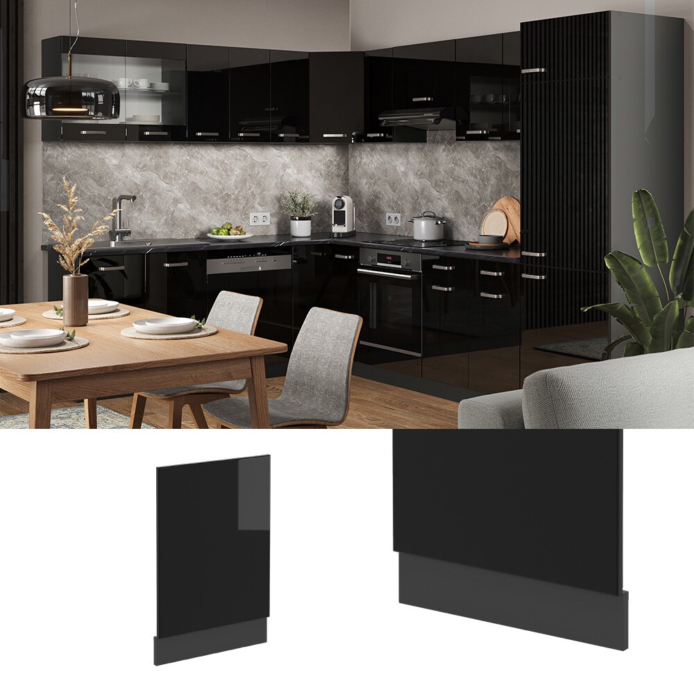 Vicco Geschirrspülerblende Küchenmöbel R-Line Solid Anthrazit Schwarz 45 cm modern