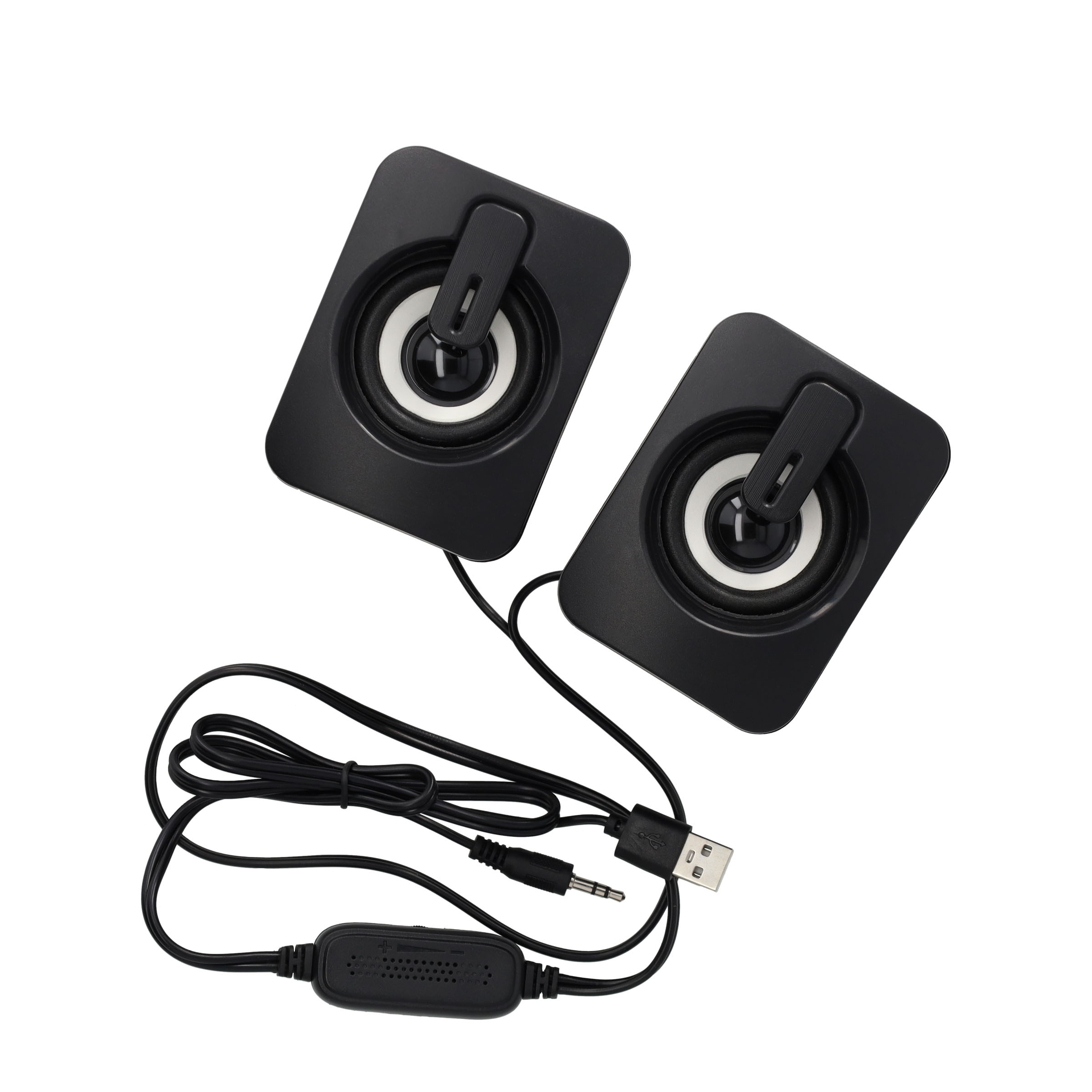 Macbook / Notebook / Laptop / PC Stereo Lautsprecher USB / 3.5mm AUX Anschluss   Lautstärkeregler und RGB Beleuchtung - Schwarz