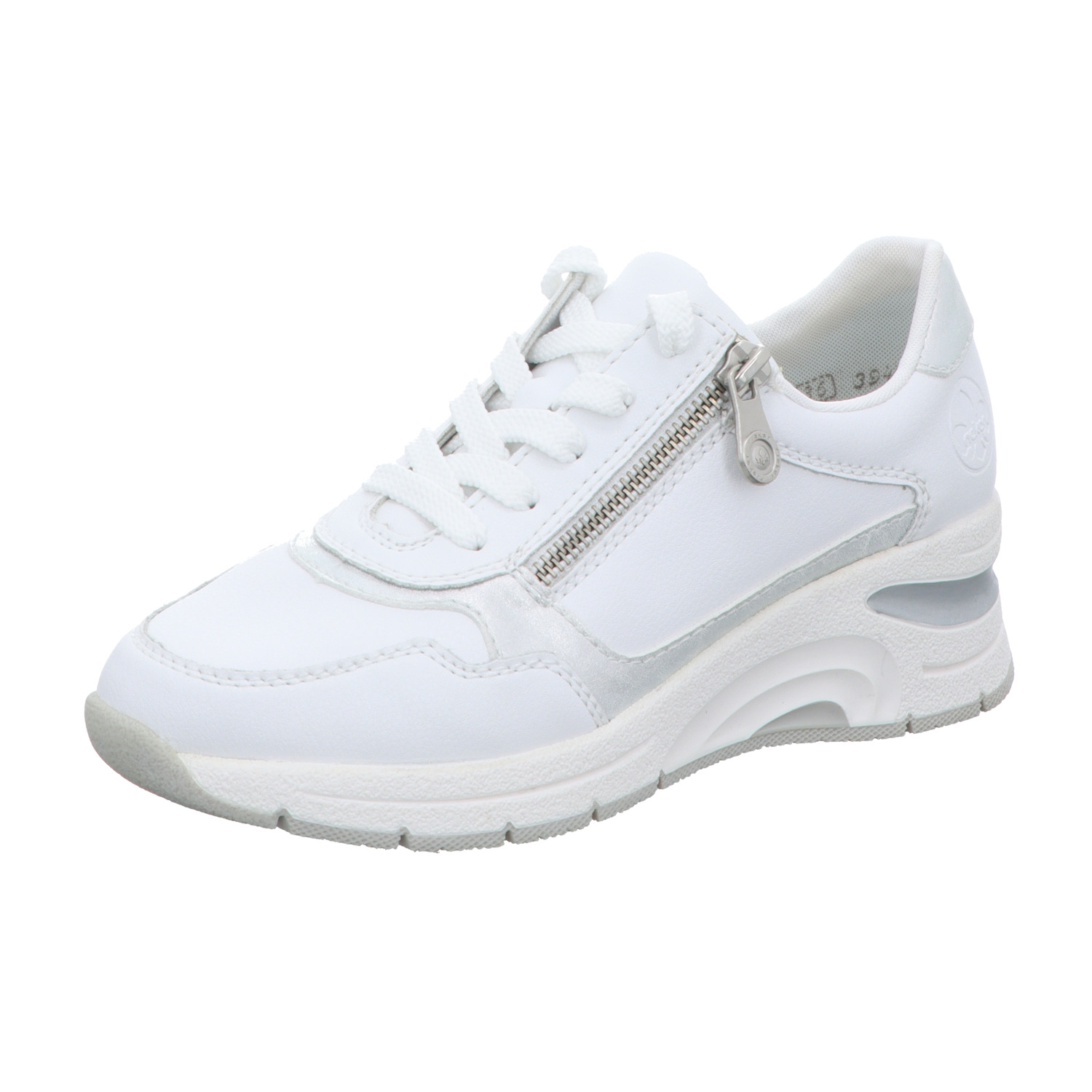 Rieker Damen-Schnürhalbschuh Weiß-Silber-Grau