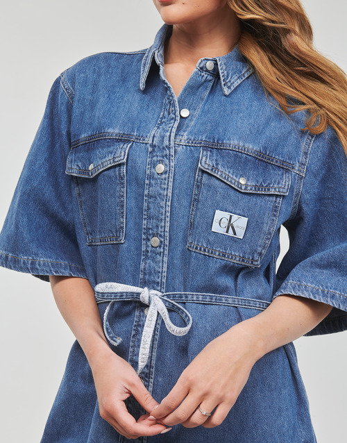 Calvin Klein Jeans - UTILITY BELTED SHIRT DRESS - Jean