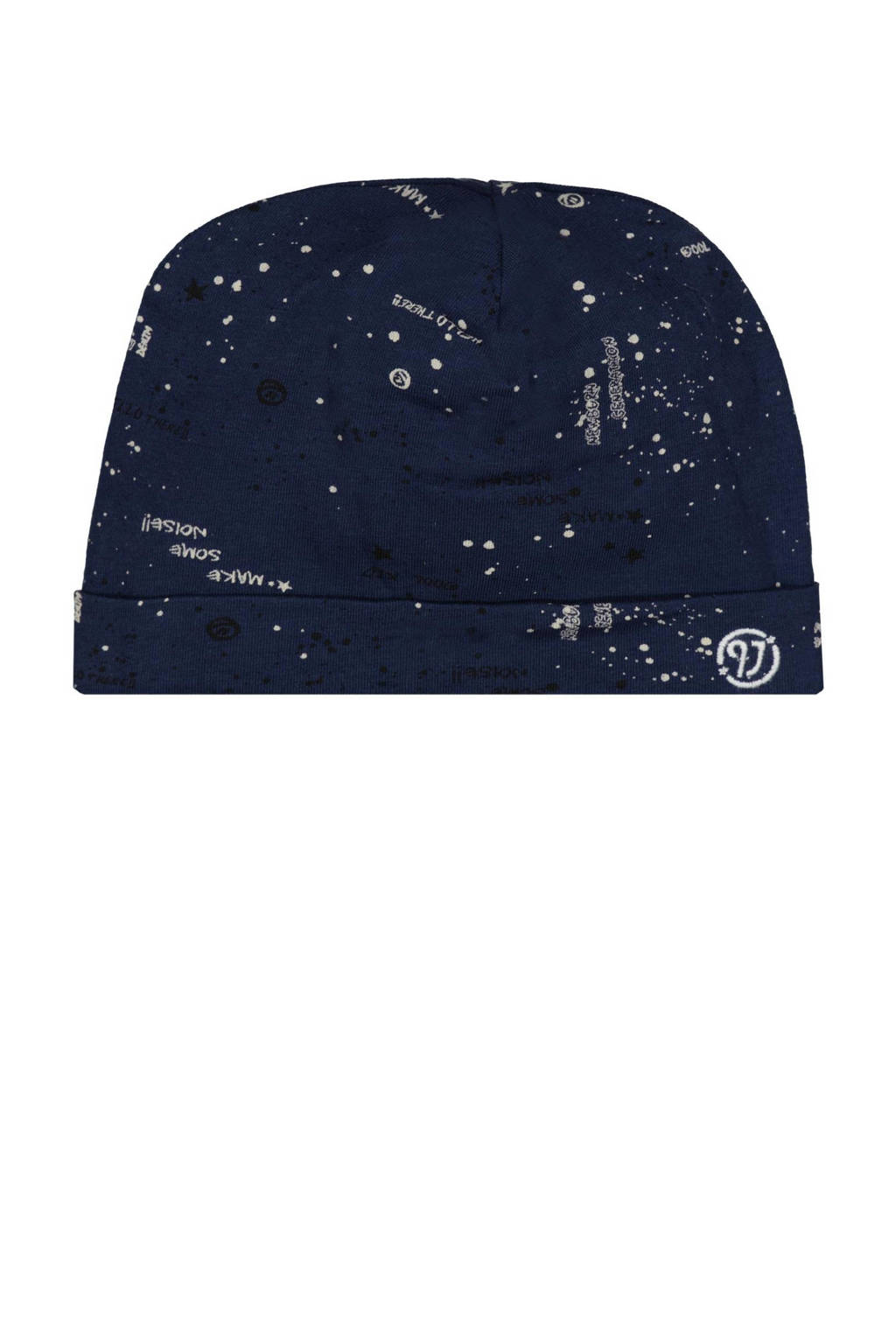 Vingino baby muts Vanjy met all over print donkerblauw