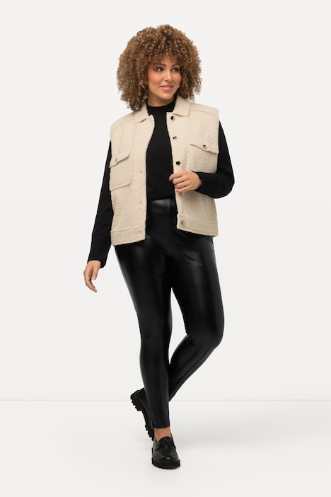 Leggings, Lederoptik, Slim, Elastikbund, Ziernähte