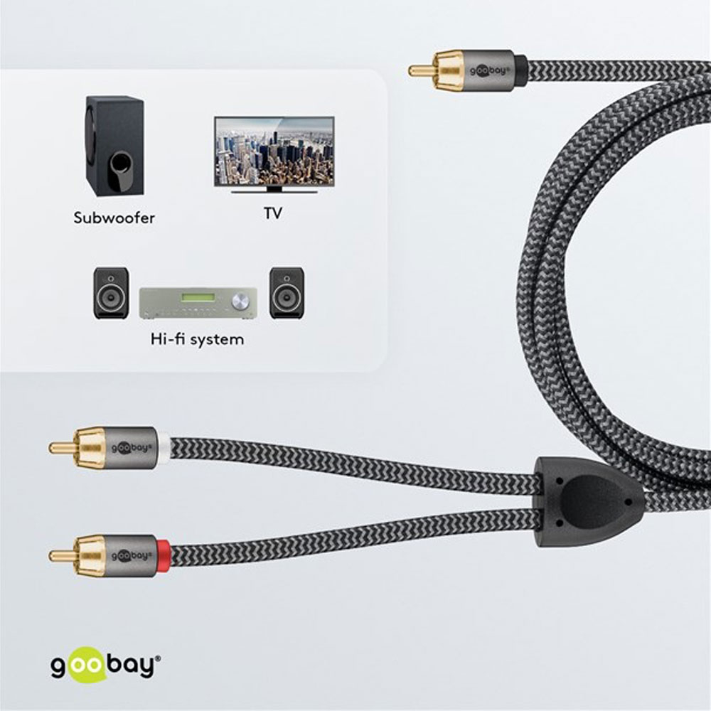 (2m) Cinch Y-Audiokabel (65300) - Sharkskin Grey