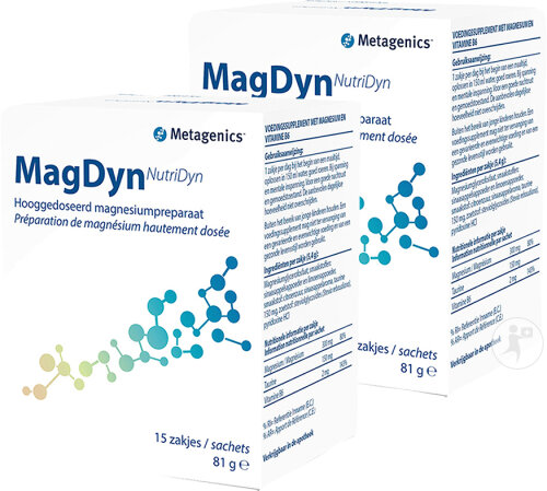 Pack de 2 Metagenics MagDyn NutriDyn Magnésium Poudre 15 Sachets