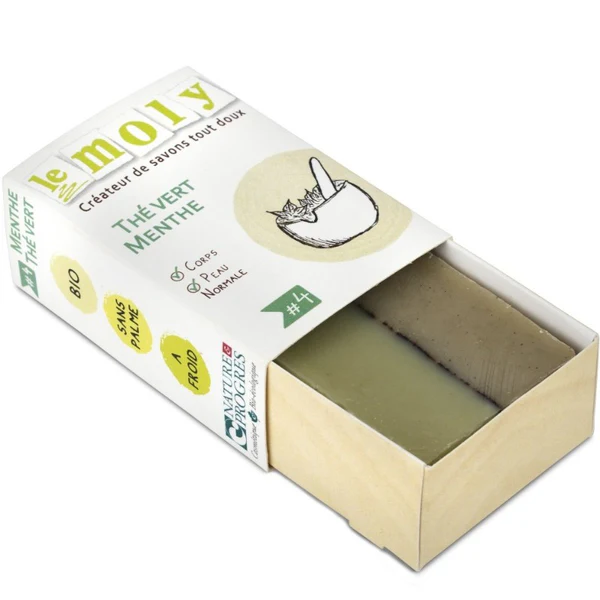 Le Moly Savon Thé Vert Menthe Bio - Peau Normale 100g