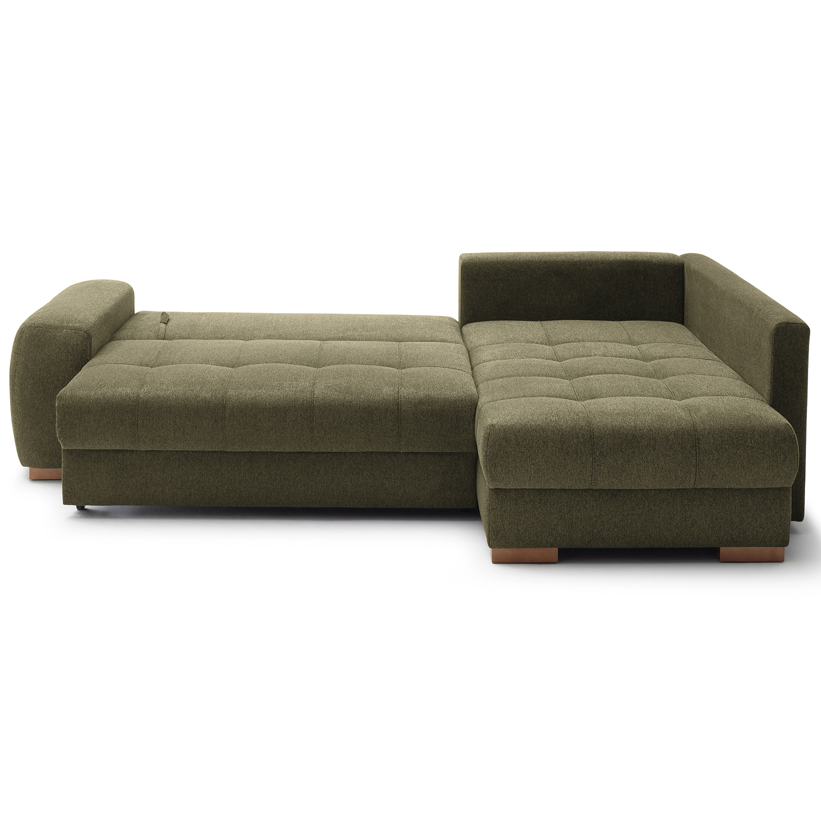 Ecksofa - green - Boxspringfederung - Liegefunktion - Holzfüße