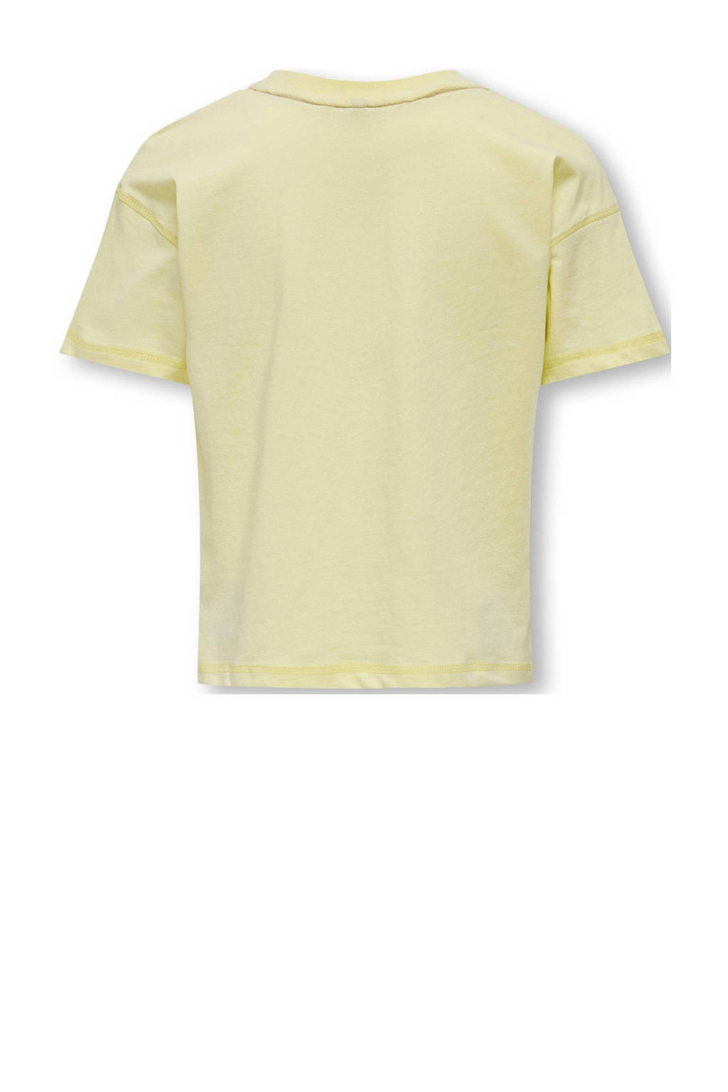 ONLY T-shirt KOGSINNA met tekst lichtgeel/roze