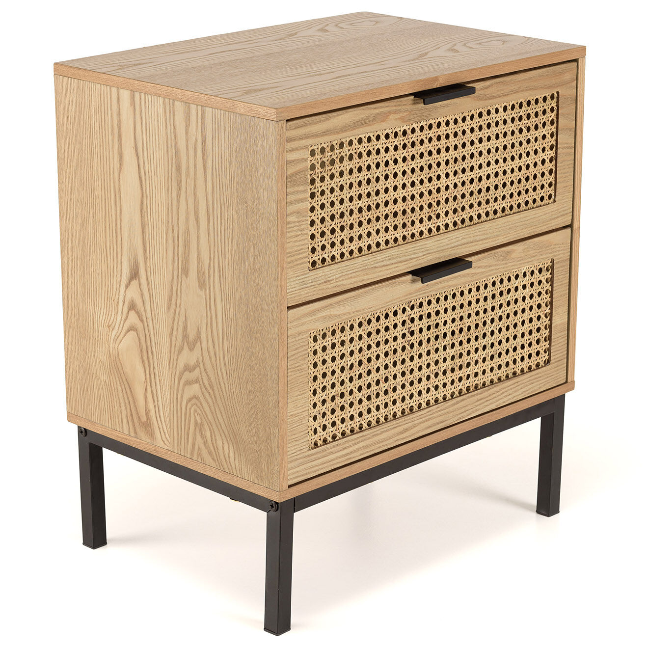 Macabane Chevet 2 tiroirs rotin Marceau - 48x34x55 cm