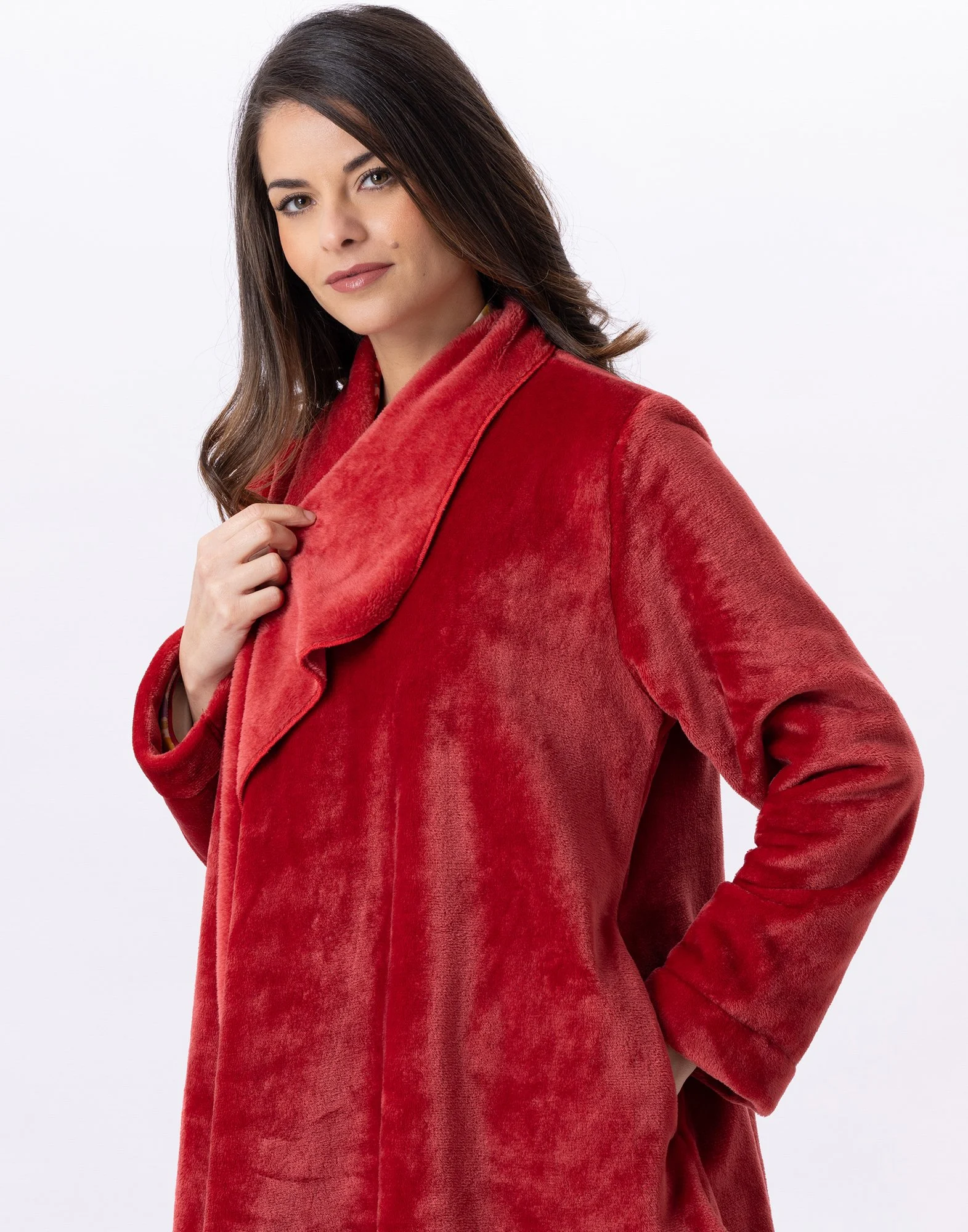 ESSENTIEL 873 - Veste en peluche flanelle | Rouge