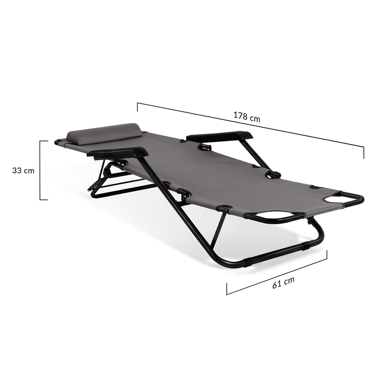 Pratik Garden 2 Transats relax gris - 171x61x33 cm