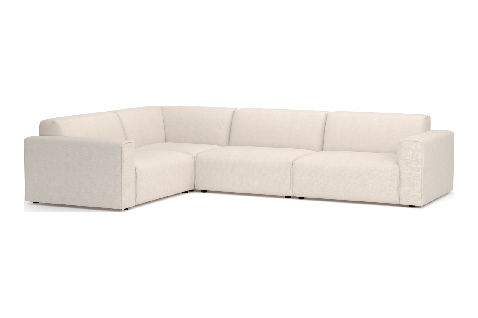 Monaco Lux hjørnesofa 1,5/3 hjørnesofa. Tekstil Fjord 1 Ivory med sorte ben. Lux komfort.