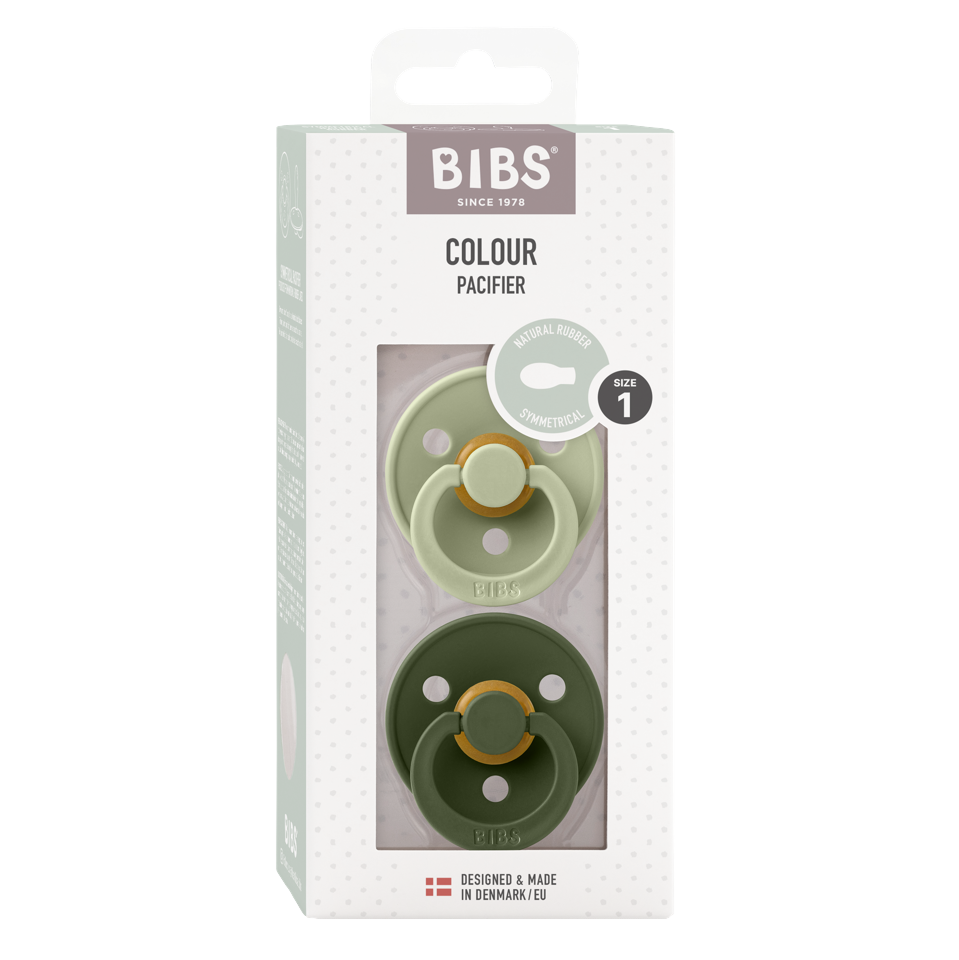 BIBS - Pacifier Colour 2 PACK - Sage/Hunter Green - Size 1